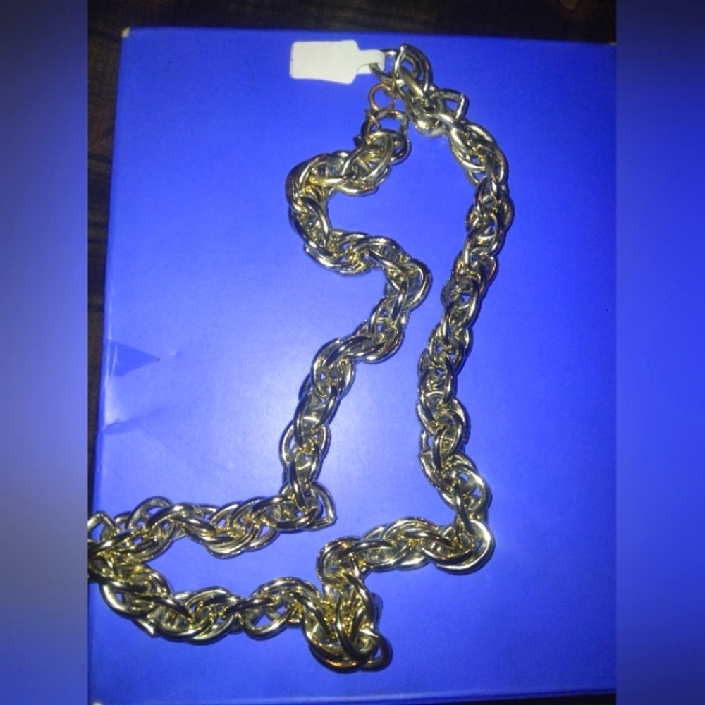 14k Gold Plated 12mm Wide  Statement Necklace 24 Inches